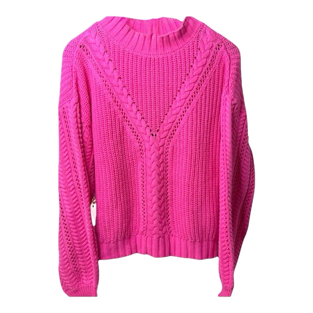 Marled‎ Reunited Clothing Women's Hot Pink Cable Knit Sweater Size M